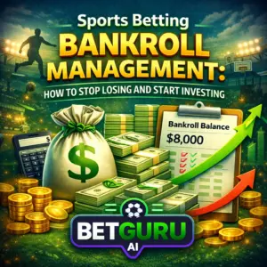 Professional sports betting bankroll management chart showing steady growth using flat staking strategy.